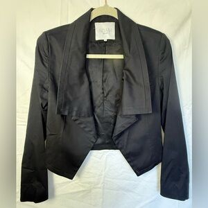 Adam Lippes Black Cropped Draped Blazer Jacket Size 4 Made in USA Designer